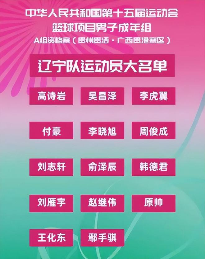 辽宁官宣全运会14人名单,韩德君领衔,周琦转投四川郭艾伦缺席!