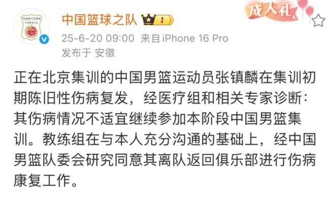 突然官宣!养伤一年还是没好,张镇麟再度退出国家队