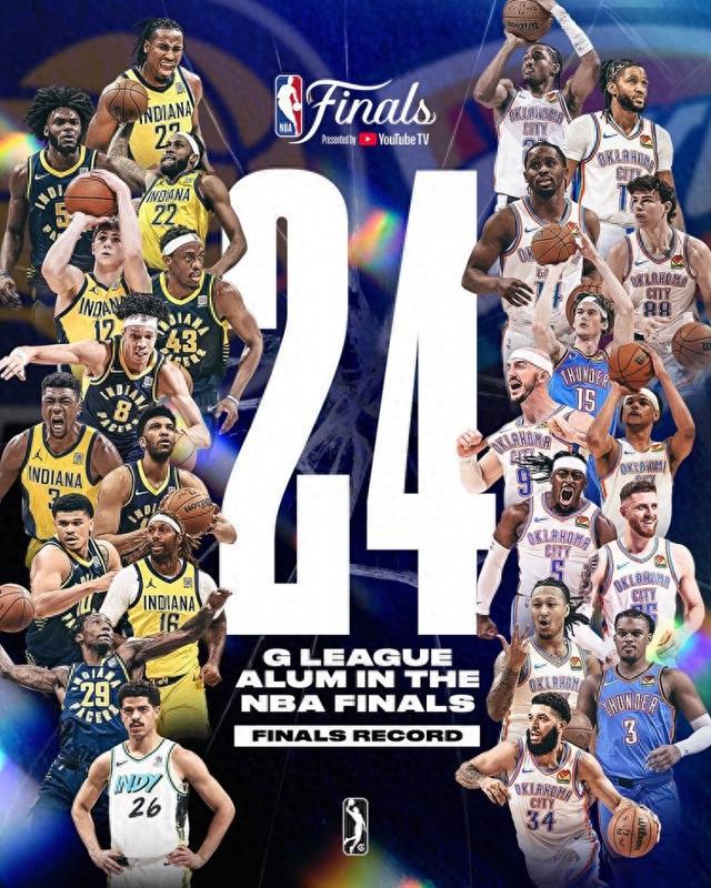 雷霆与步行者共24人曾在G联盟打球创纪录 其中3人拿过G联盟FMVP!