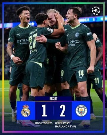 皇馬歐冠主場5年來首次先進球卻輸球，上一次也是輸給了曼城