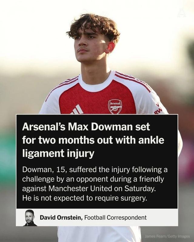 阿森纳又一前锋受伤！预计伤停2个月 已撤销欧冠报名