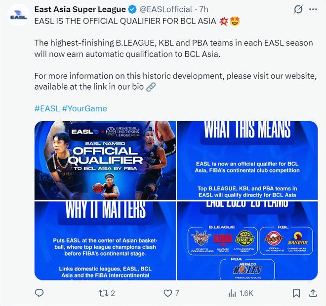 东超成亚冠晋级通道！三大联赛王者可直通 CBA外最顶级亚洲联赛？