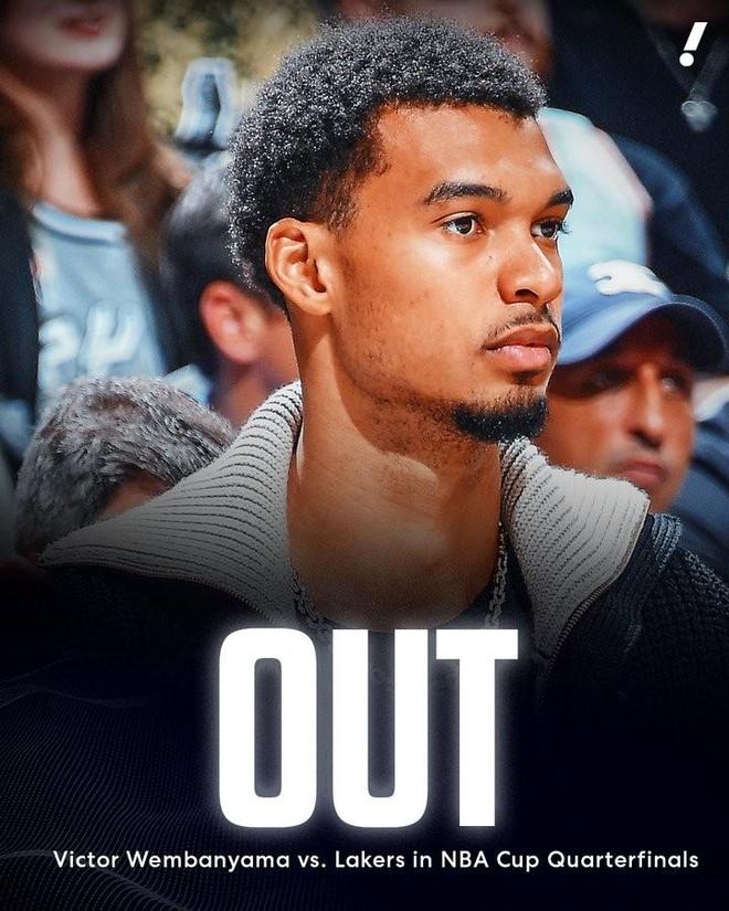 記者：文班亞馬將因小腿傷勢缺席明天NBA杯1/4決賽對陣湖人