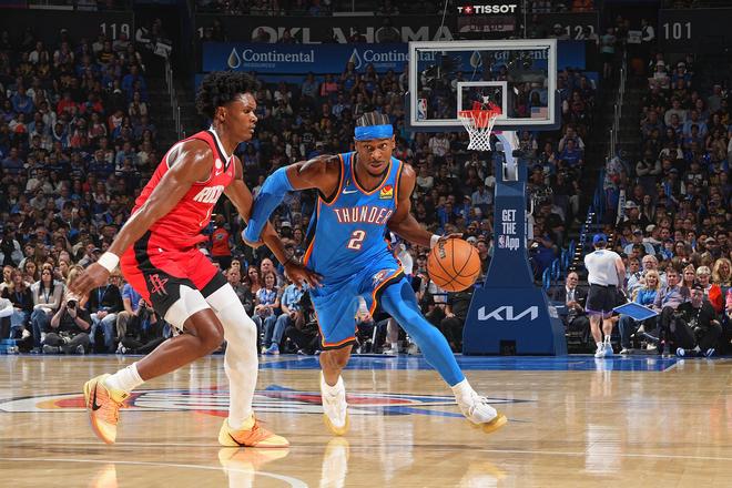 雷霆揭幕戰(zhàn)雙加時(shí)險(xiǎn)勝火箭 SGA35+5+5申京39+11+7