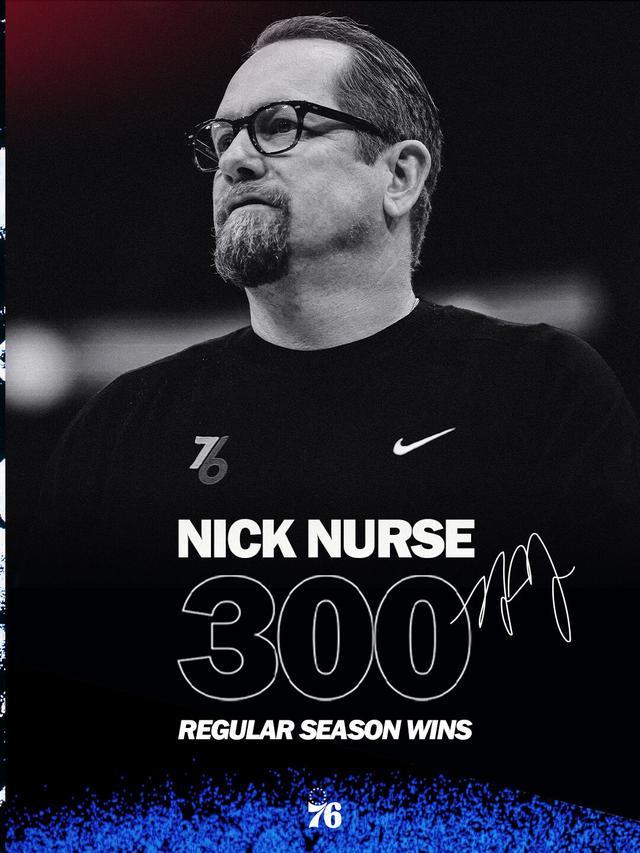 76人主帥尼克-納斯迎執(zhí)教生涯300勝里程碑