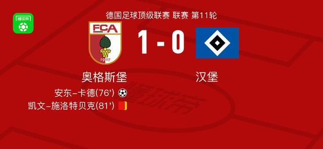 奧格斯堡1-0漢堡，安東-卡德制勝球