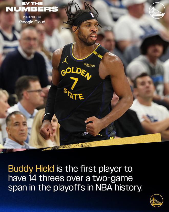 历史首位!希尔德是NBA历史首位在季后赛连续两场比赛中合计投进14个三分的球员
