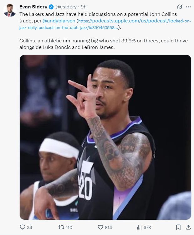 美记称湖人追科林斯与凯斯勒有关!湖媒列7换2方案:可留下里夫斯