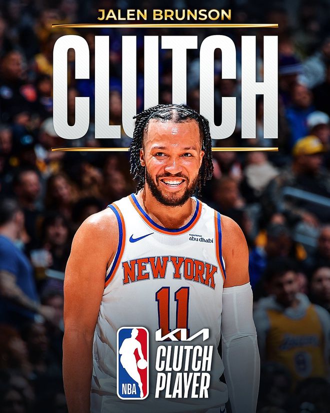 NBA官宣年度大奖：布伦森当选最佳关键球员 库里票数第5詹姆斯第7