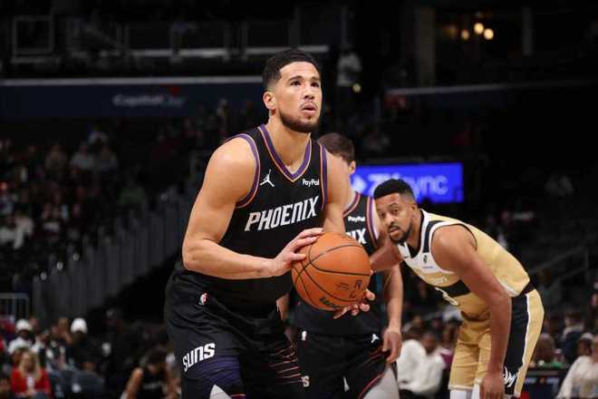 馬威禁賽！太陽3人20+大勝奇才獲4連勝 布克22分狄龍26分