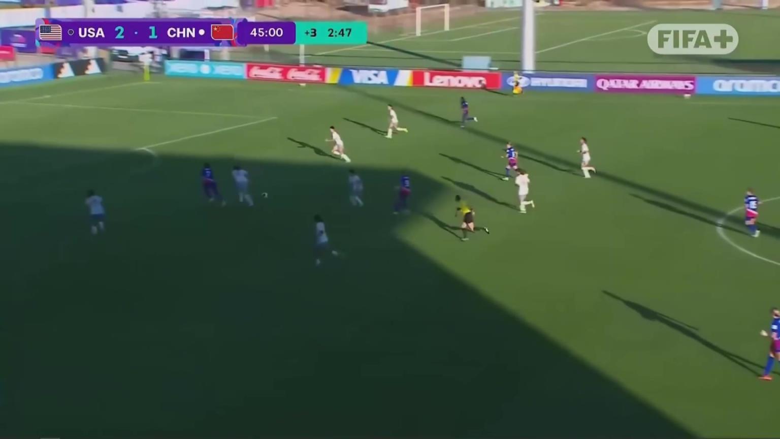 突然崩盘！U17美国女足4分钟连入2球，中国女足1-3落后