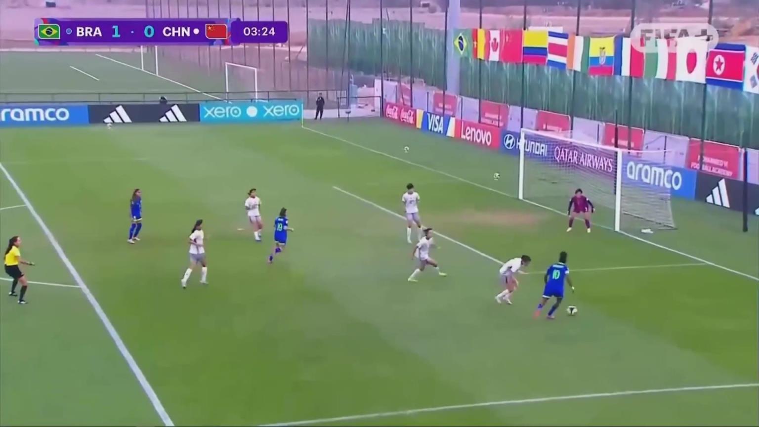 開局不利！開場3分鐘U17女足先丟一球，0-1落后巴西！