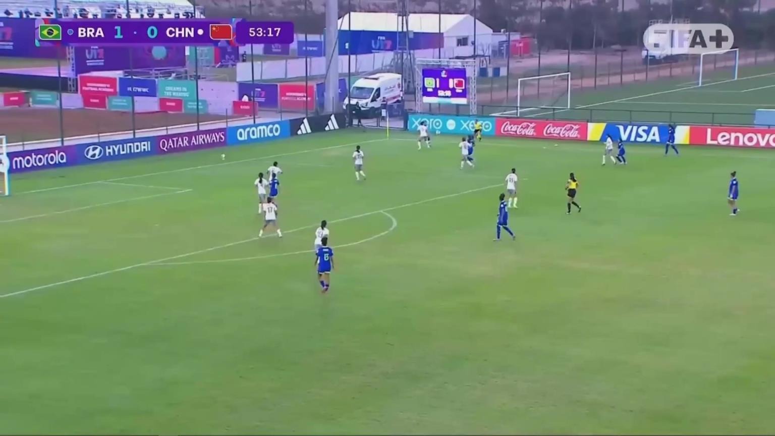 巴西前鋒艾芙琳左腳世界波破門，U17女足0-2落后！