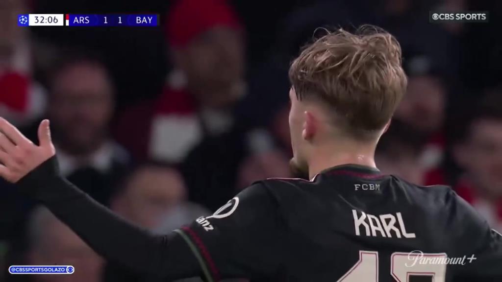 拜仁1-1扳平枪手!17岁天才卡尔包抄破门!格纳布里摆度助攻! 拜仁1-1扳平枪手!17岁天才卡尔包抄破门!格纳布里摆度助攻!