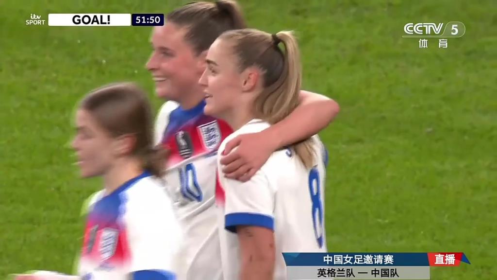 中国女足防线被轻松打穿！斯坦维破门戴帽！英格兰女足6-0领先