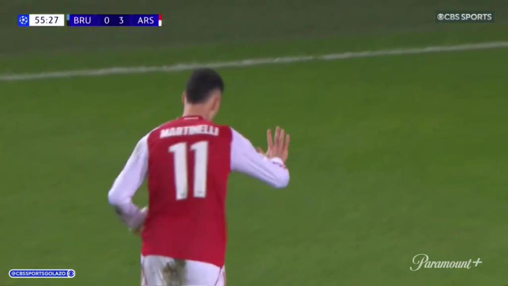 阿森纳3-0布鲁日!马丁内利边路过人爆射破门!门将扑救无可奈何