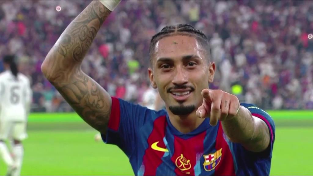 巴薩3-2再次領先皇馬！拉菲尼亞打門折射入網梅開二度！