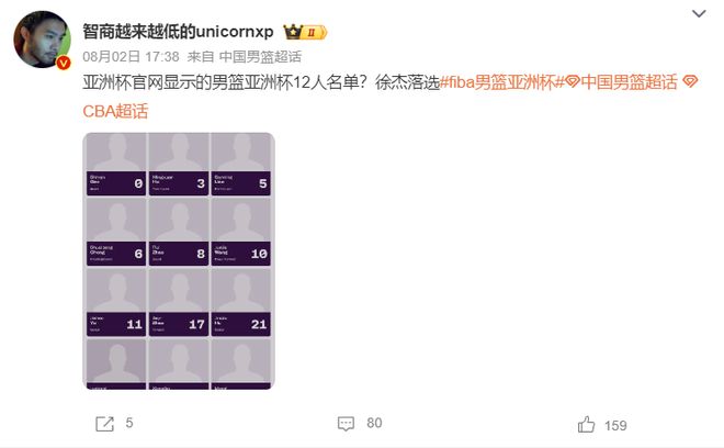 男篮12人名单无张宁/徐杰？媒体人解读等篮协官宣 FIBA官方或有误