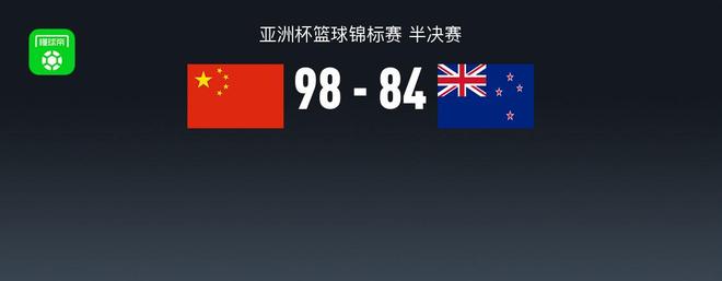 中國男籃98-84新西蘭挺進亞洲杯決賽，趙睿24+6，王俊傑14+6