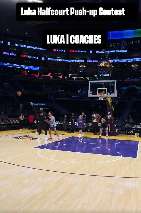 实力！东契奇中场三分一击即中，助教被罚俯卧撑