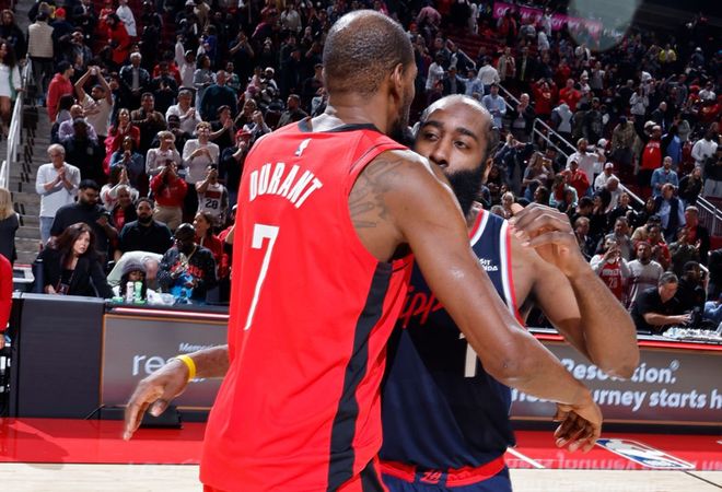 生涯第三次聯(lián)手有可能嗎？哈登回應(yīng)與杜蘭特關(guān)系：現(xiàn)在依然是兄弟