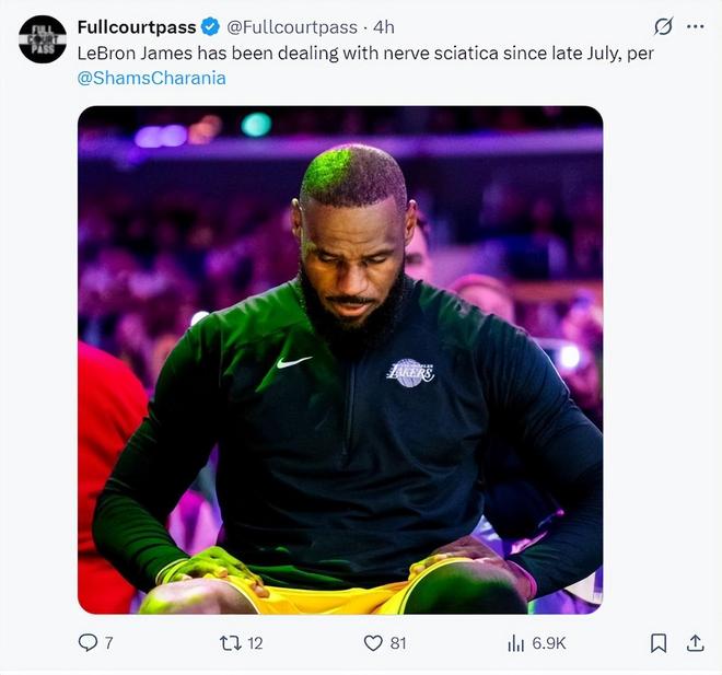 40岁詹皇又上风口浪尖！湖记：伤缺时观察湖人若低于预期可能离开