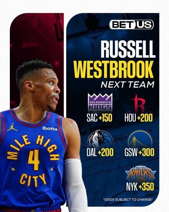 威少最新下家赔率：国王居首，火箭独行侠并列第二&勇士第四