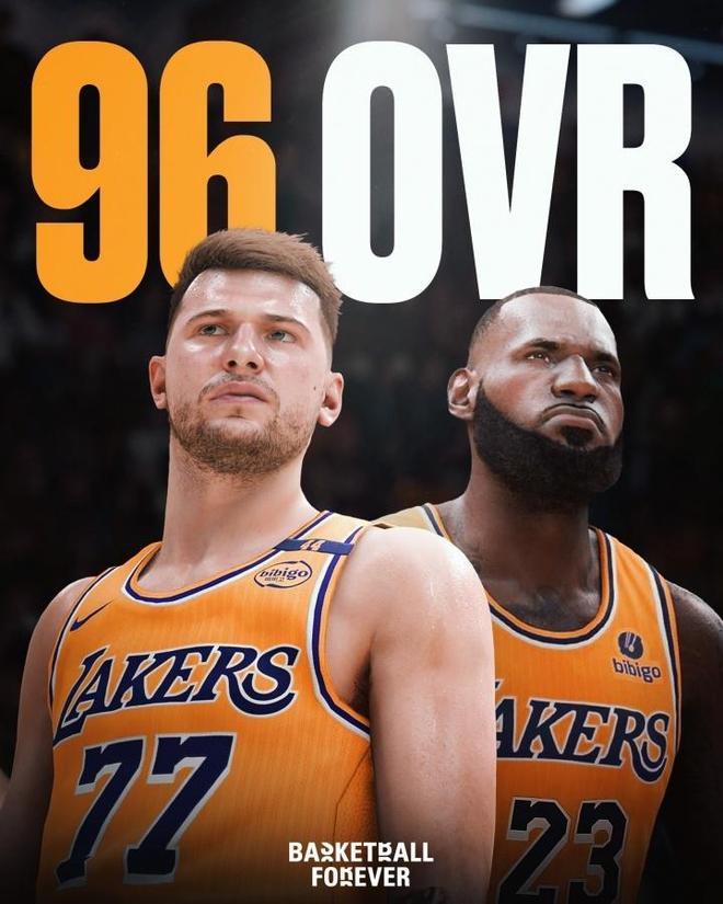 湖人队2K26能力值曝光:东契奇和詹姆斯同为96 艾顿83布朗尼68
