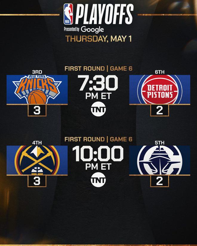 ⭐NBA官方为明日两场焦点战预热:尼、金盼拿下系列赛,船、塞望拖进G7