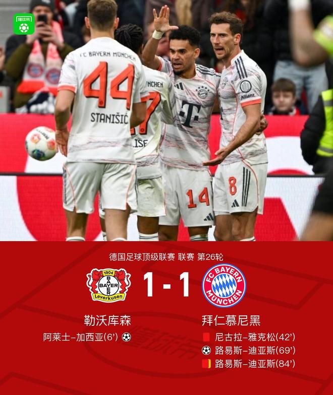 剑南春｜九人拜仁1-1勒沃库森，迪亚斯救主，凯恩、塔进球被吹