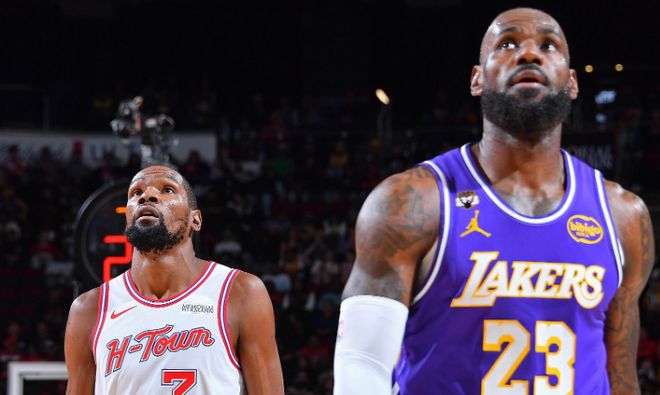 季后赛詹杜对决上线！杜兰特9胜5负占优，湖人包夹KD破局？