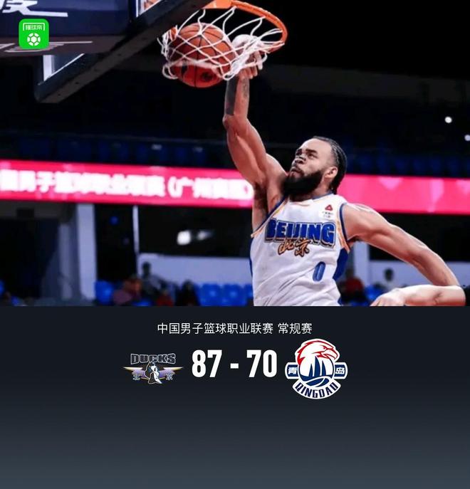 北京87-70大胜青岛，麦基10中9轰22分，杰曼29分，约瑟夫杨24分