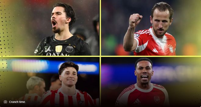 欧冠四强实力榜：巴黎第一，拜仁第二，阿森纳马竞分列三四名