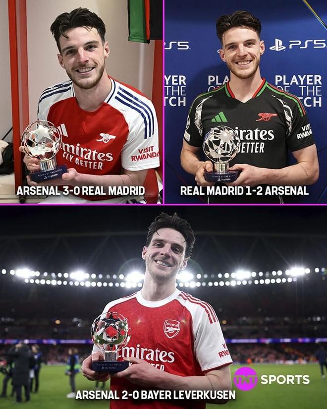 关键先生，阿森纳最近三次欧冠淘汰赛获胜时的MVP都是赖斯