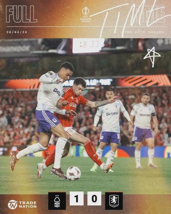 保级队掀翻欧冠区！森林1-0维拉，竟藏英超6队踢欧冠破天荒密码
