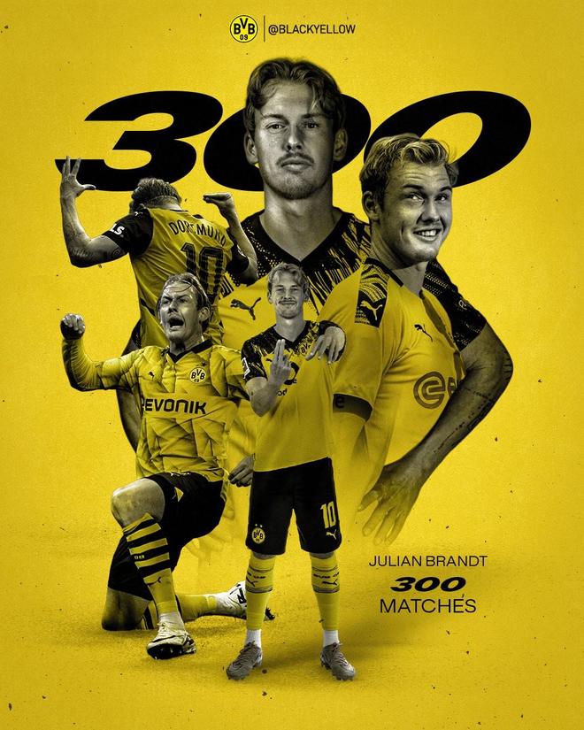 队史第20人，布兰特达成多特300场里程碑