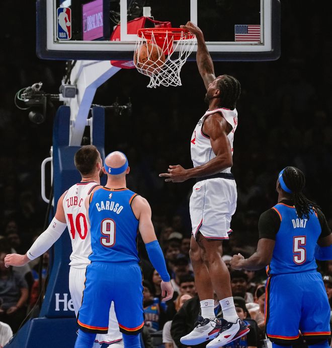 哈登終于不用背鍋！快船遭雷霆逆轉(zhuǎn)吞5連敗 小卡三節(jié)22+8被迫打卡