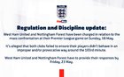 英足總官方：因雙方?jīng)_突事件，將正式對(duì)西漢姆聯(lián)、諾丁漢森林提出指控