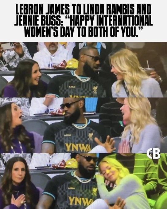 詹姆斯谈热梗：我走过去最先想到的就是祝珍妮和琳达妇女节快乐