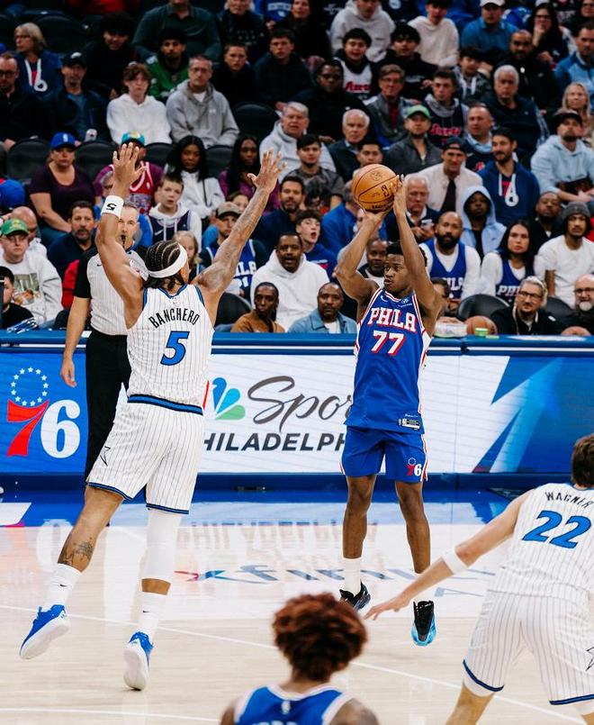 恩比德缺战探花郎26+4+7，马克西单节17分，76人轻取魔术全胜领跑