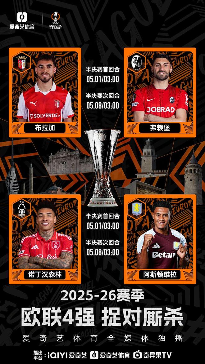 欧联杯4强出炉：维拉森林上演英超内战 安东尼破门难救主布拉加逆转晋级