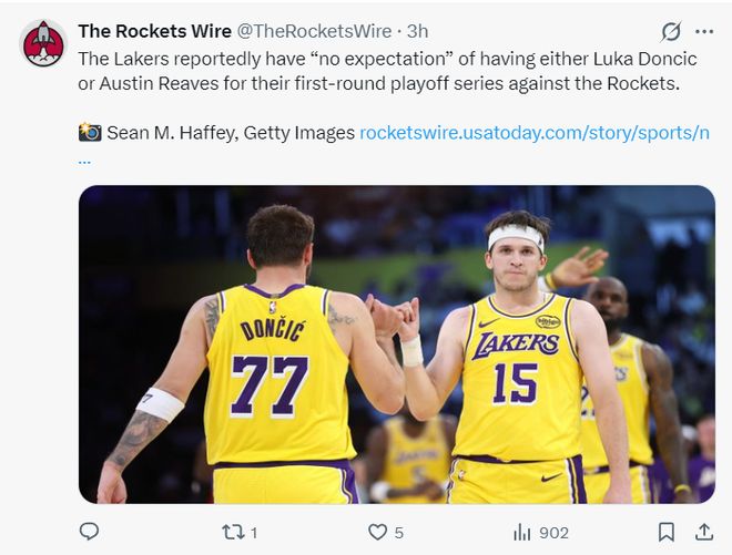 火箭横扫湖人概率25% 乌度卡屏蔽东里伤情：已存限制詹皇战略