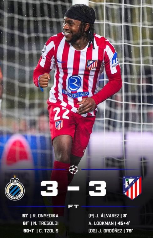 欧冠附加赛马竞3-3布鲁日，防线顽疾导致战绩不稳，次回合或出局