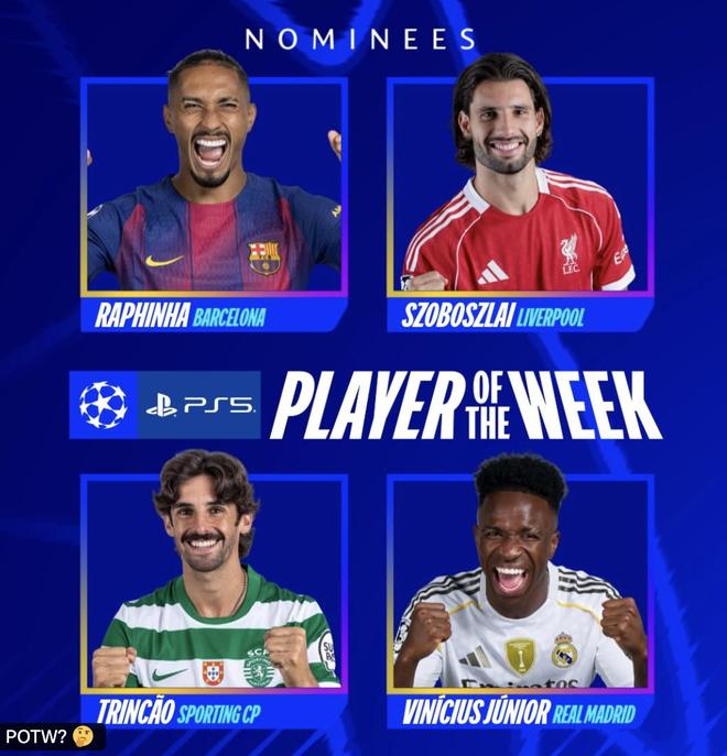 本周欧冠最佳球员候选:拉菲尼亚、索博、特林康、维尼修斯 本周欧冠最佳球员候选:拉菲尼亚、索博、特林康、维尼修斯