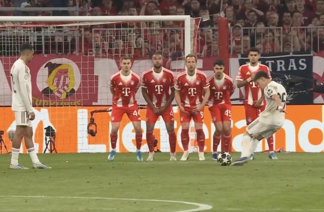 自阿拉巴以来，居莱尔是首位在欧冠任意球破门的皇马球员