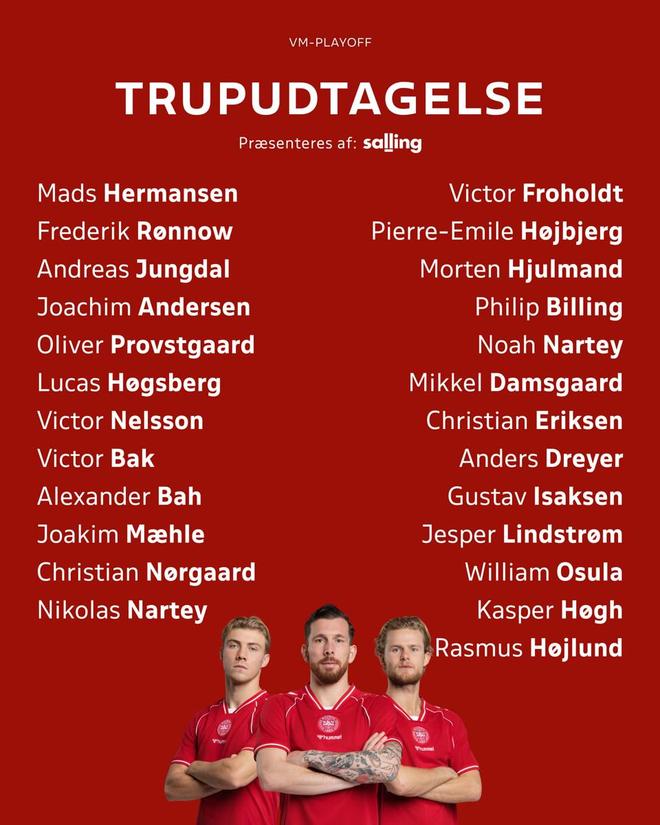 丹麦新一期大名单:埃里克森、内尔高、霍伊伦、奥苏拉在列 丹麦新一期大名单:埃里克森、内尔高、霍伊伦、奥苏拉在列