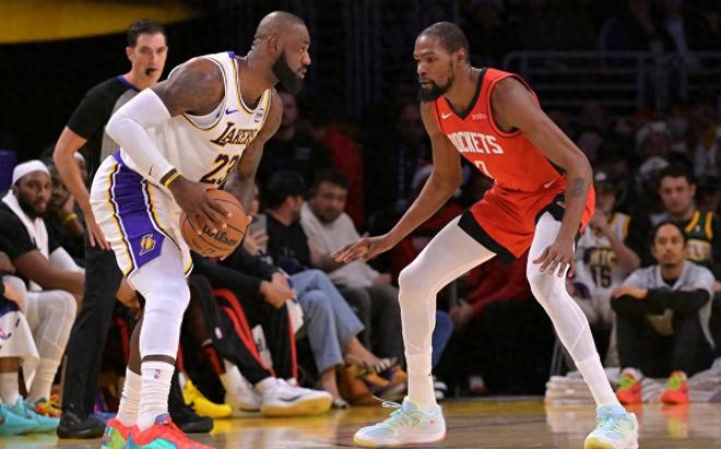 随着湖人100:92火箭,詹杜常规赛交手31次,老詹砍下795分,KD呢 随着湖人100:92火箭,詹杜常规赛交手31次,老詹砍下795分,KD呢