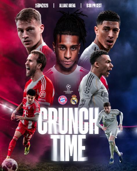 拜仁晒战皇马次回合海报：奥利塞C位，凯恩、姆巴佩出镜