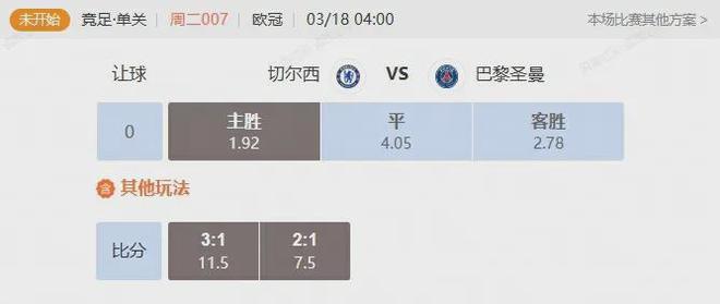 欧冠1/8决赛次回合 英超两强切尔西阿森纳能否在主场大捷？