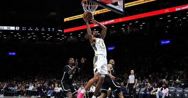 托平26+9利德尔26+10 步行者29分大胜篮网